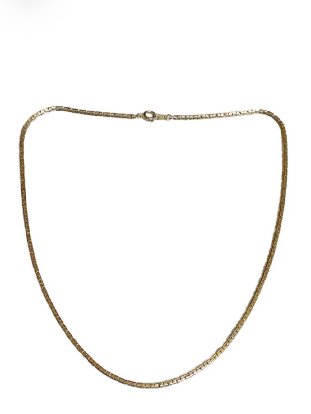 Vintage gold rectangle block link 15” clasp necklace